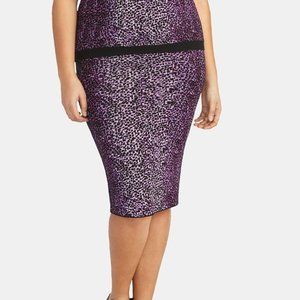 Rachel Roy Purple Leopard Pencil Skirt - 2X